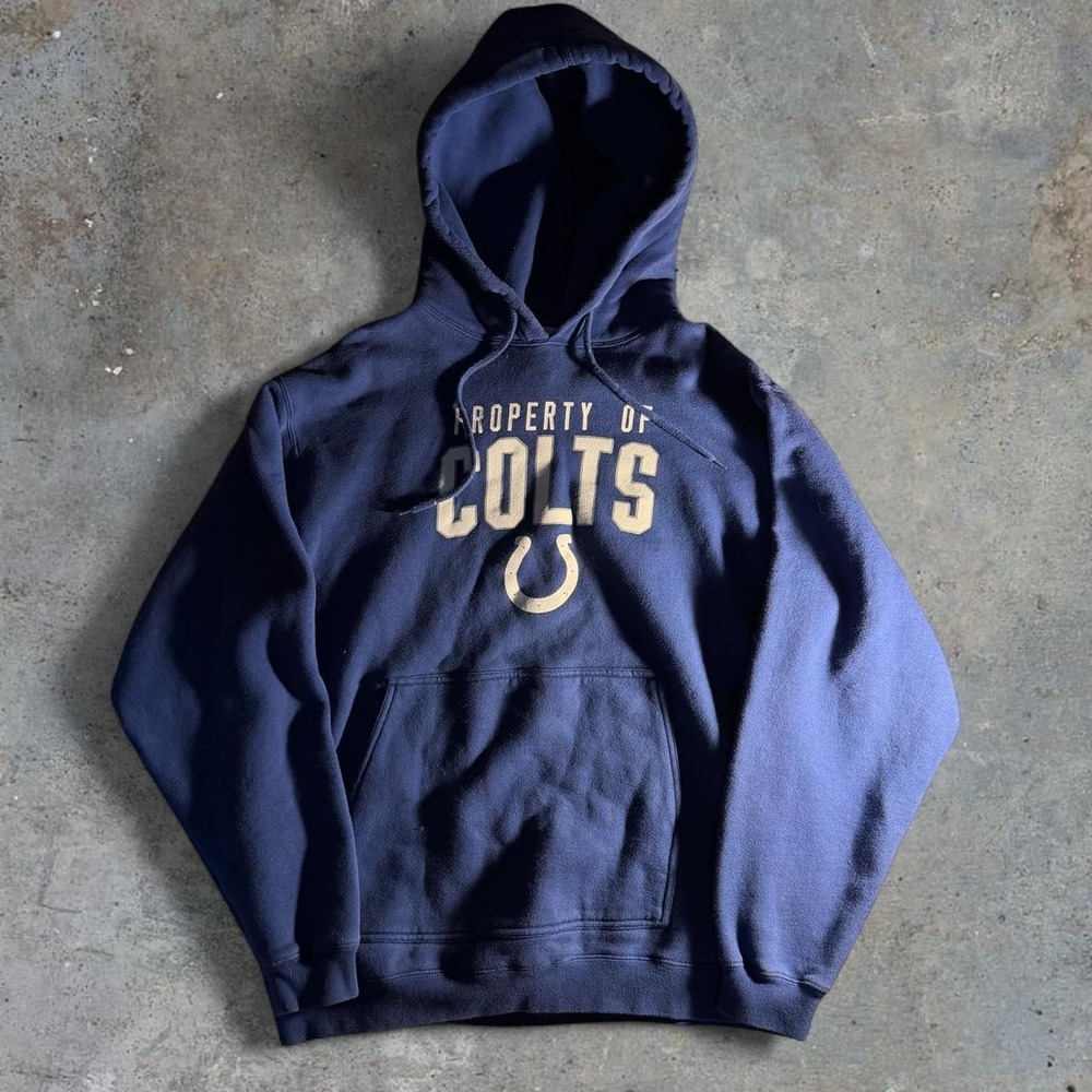 Reebok Indianapolis Colts Navy Blue NFL Football Hoodie Mens Size M Y2K